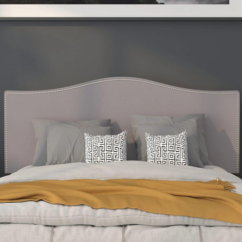Light Gray Fabric Upholstered Full Size Headboard V9636