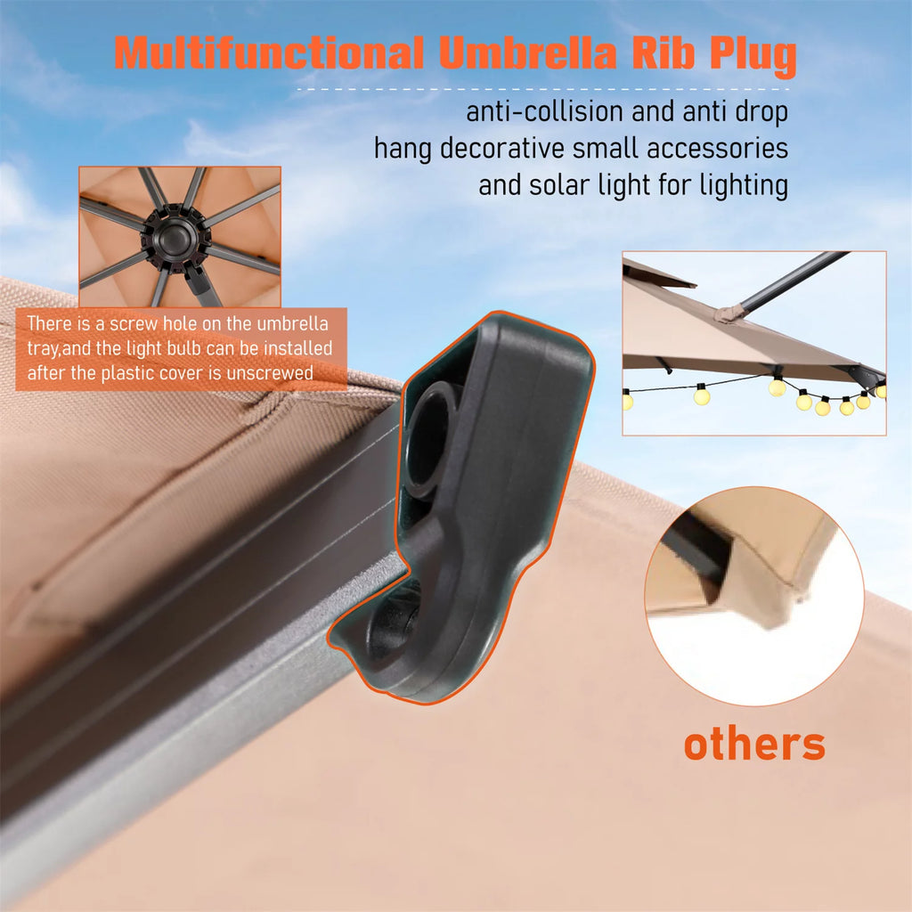 10ft Cantilever Offset Patio Umbrella with 360 Degree Rotation & Tilt & Cross Base R517