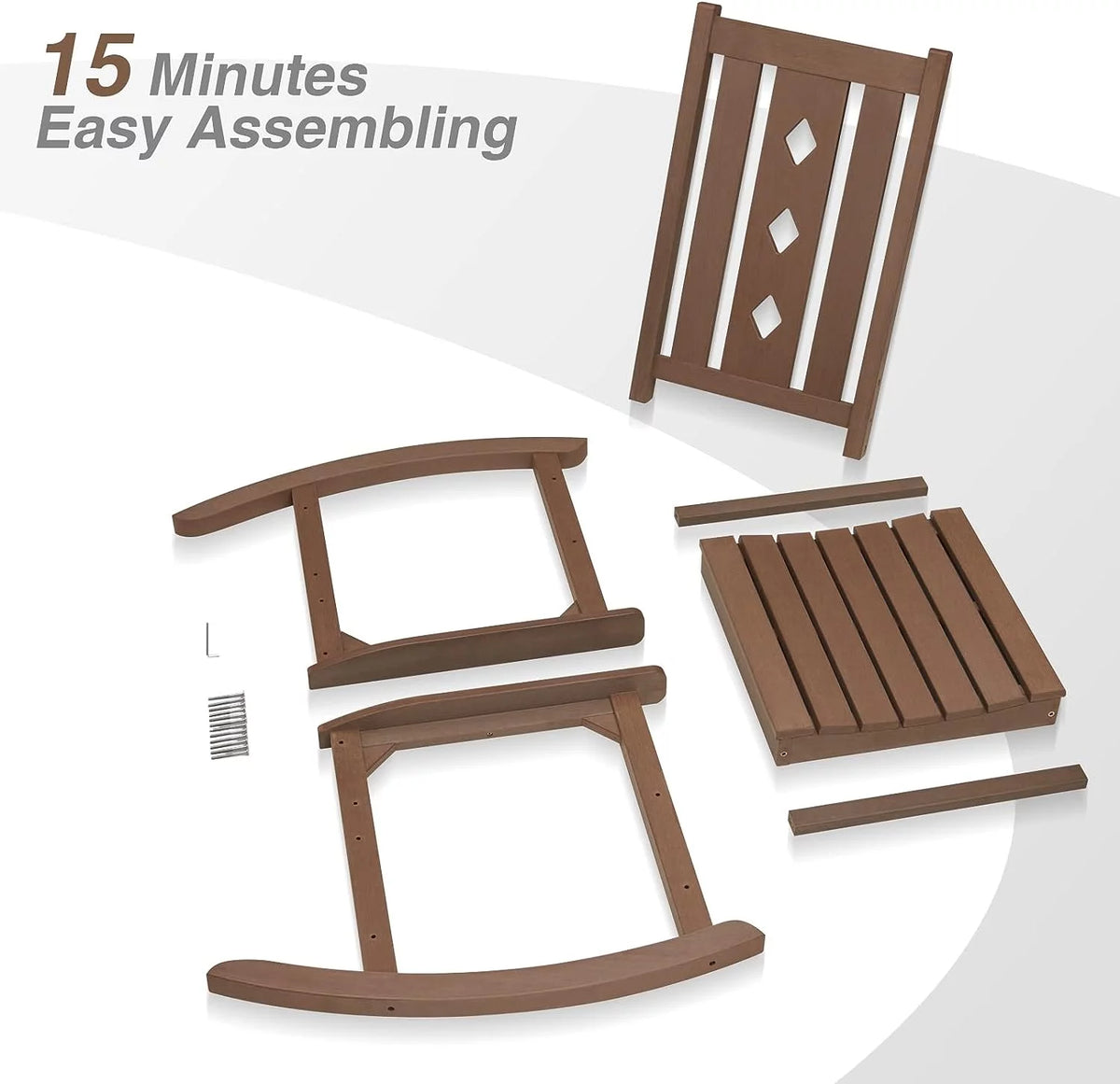 Oversized Weather Resistant Rocking Chair 350lbs Black X236
