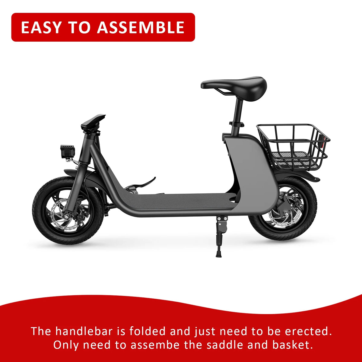 Foldable Electric Scooter with Seat and Carry Basket F607199