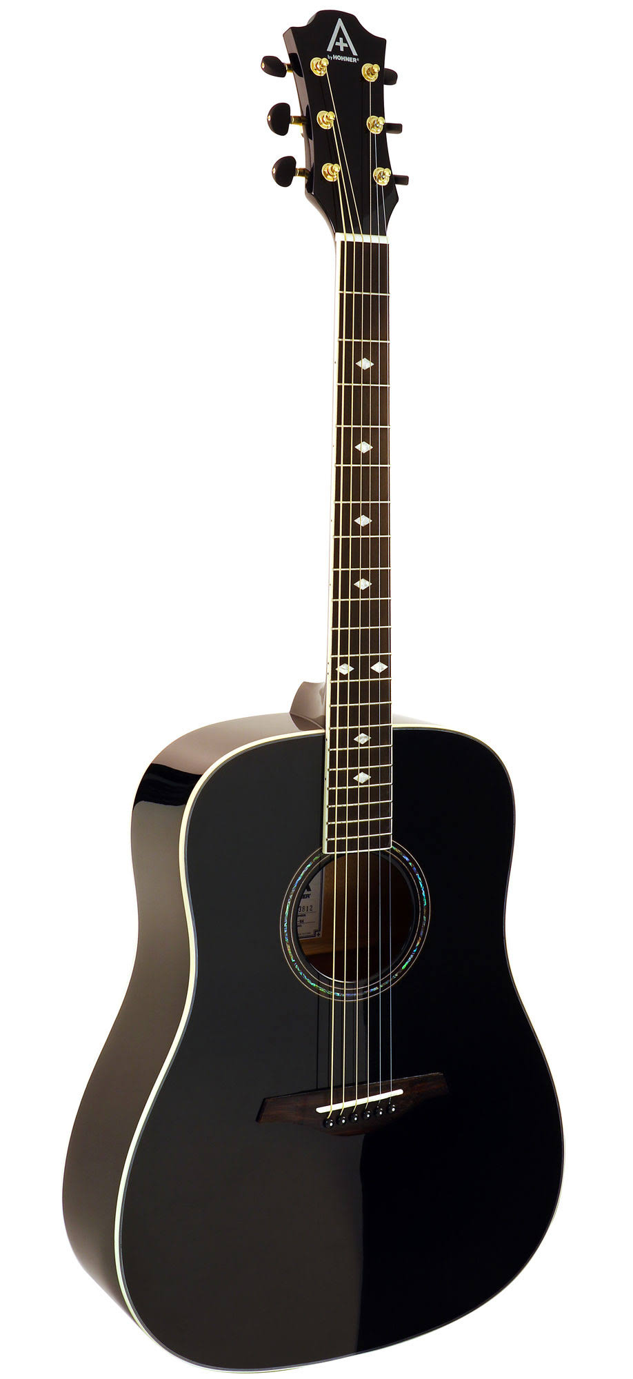 Black Solid Top Dreadnought Steel String Acoustic Guitar I991