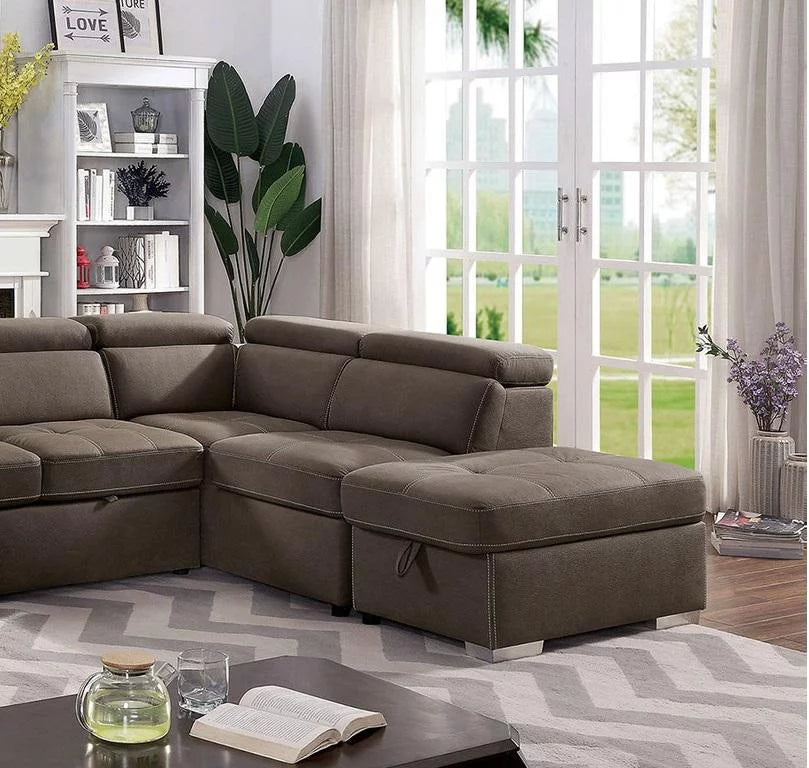 Light Brown Nabuck Sectional Sofa W7703