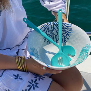 Salad Bowl & Cutlery Blue B9619