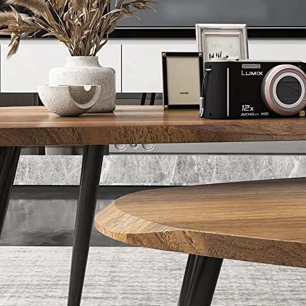 Scandinavian Wood Coffee Table Set of 2 D55322