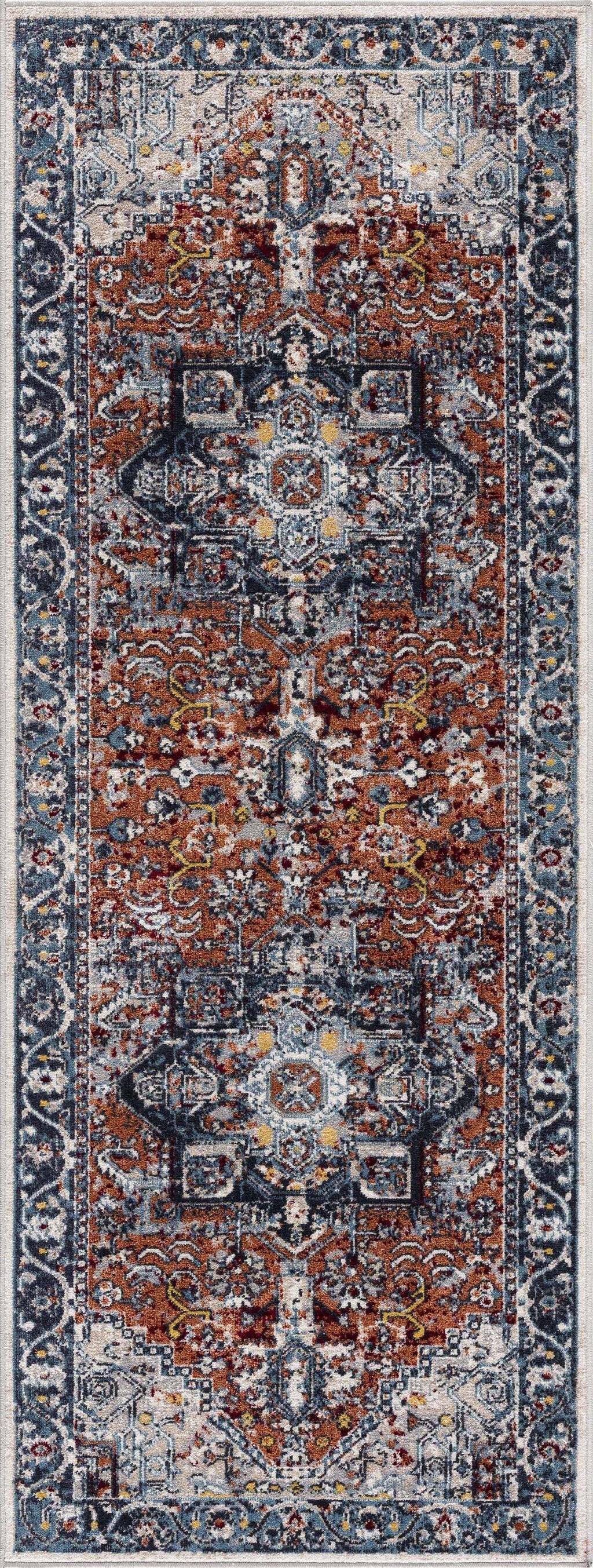 Blue Terra Cotta Cream Persian Area Rug G502518
