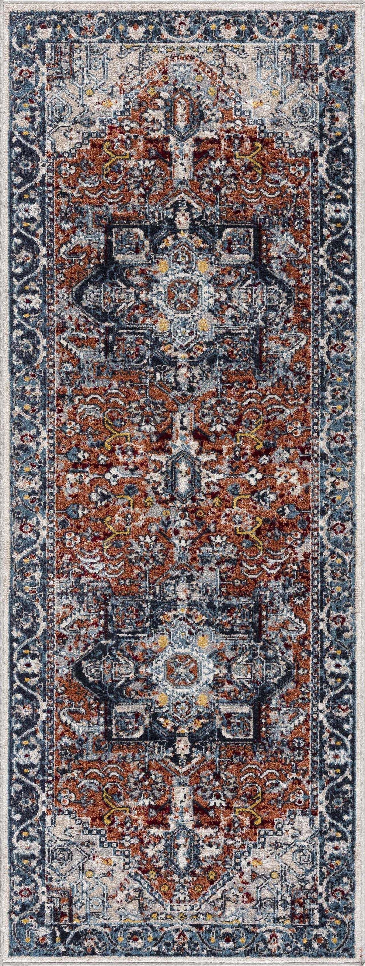 Blue Terra Cotta Cream Persian Area Rug G502518