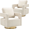 Beige Chenille Swivel Barrel Chair Set of 2 L607