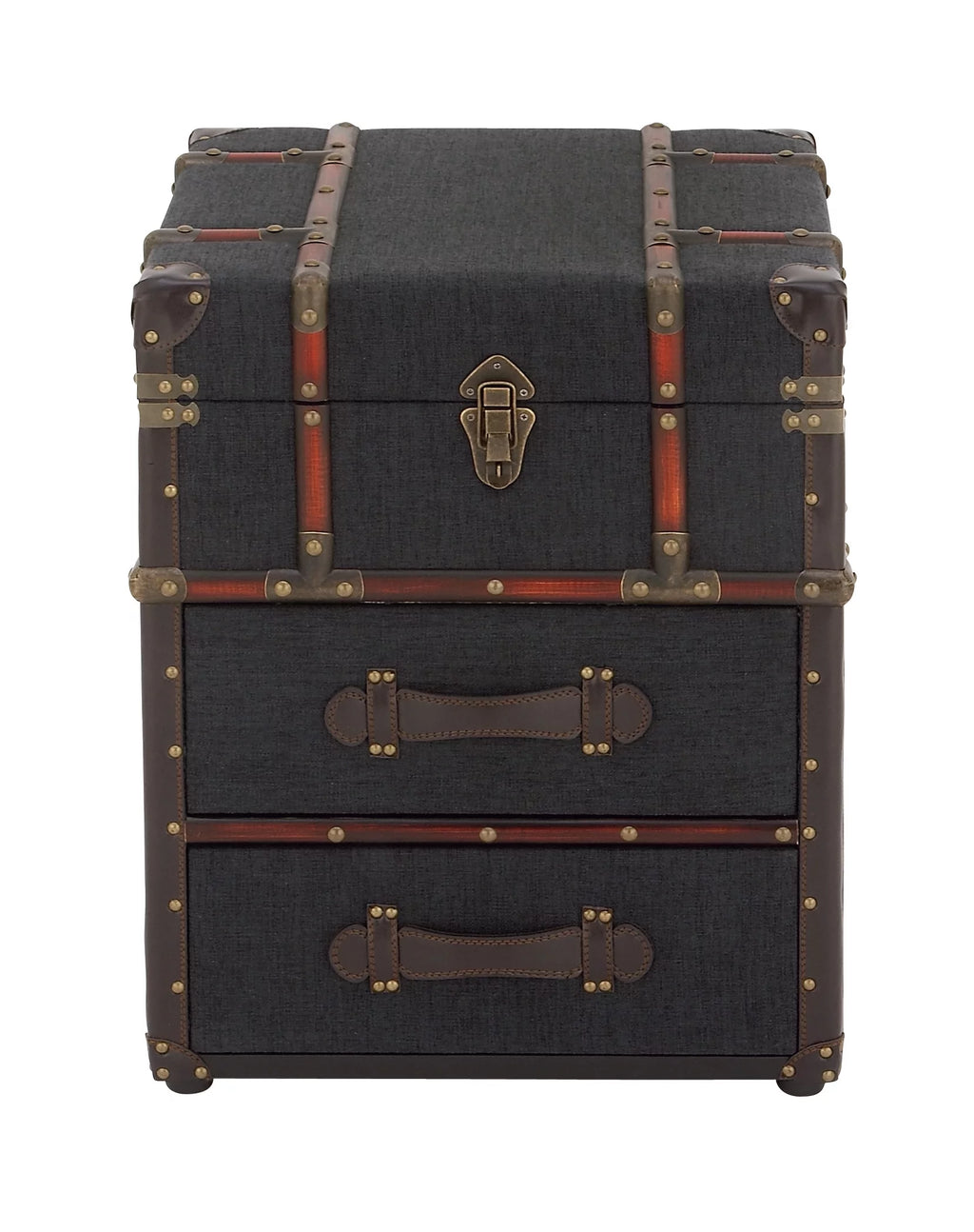 Brown Traditional Wood Storage Trunk Chest J8536