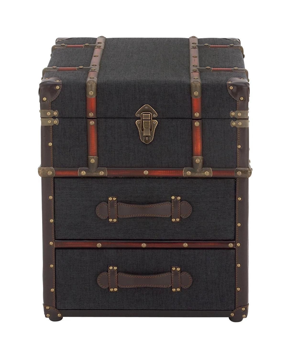 Brown Traditional Wood Storage Trunk Chest J8536