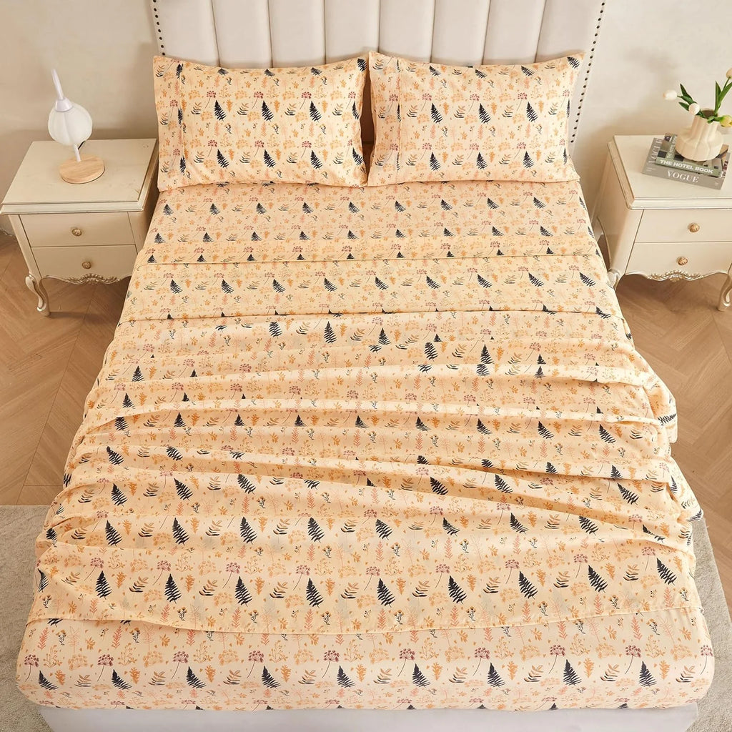 Floral Microfiber Full Double Bed Sheets S8575