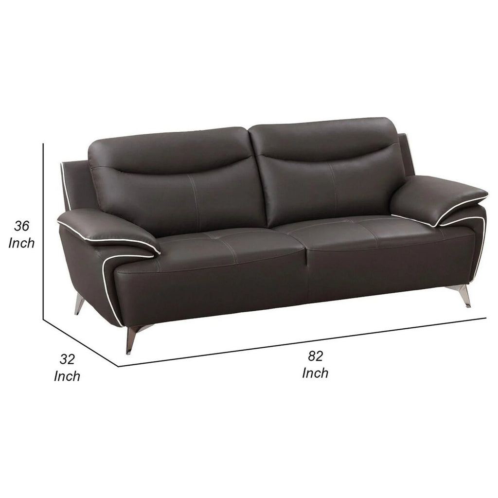 82 Inch Taupe Gray Leather Sofa I9232