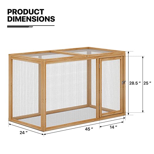 Wood Chicken Cage Rabbit Hutch with Openable Roof and Side Door, 45 x 24 x 28 inch A993