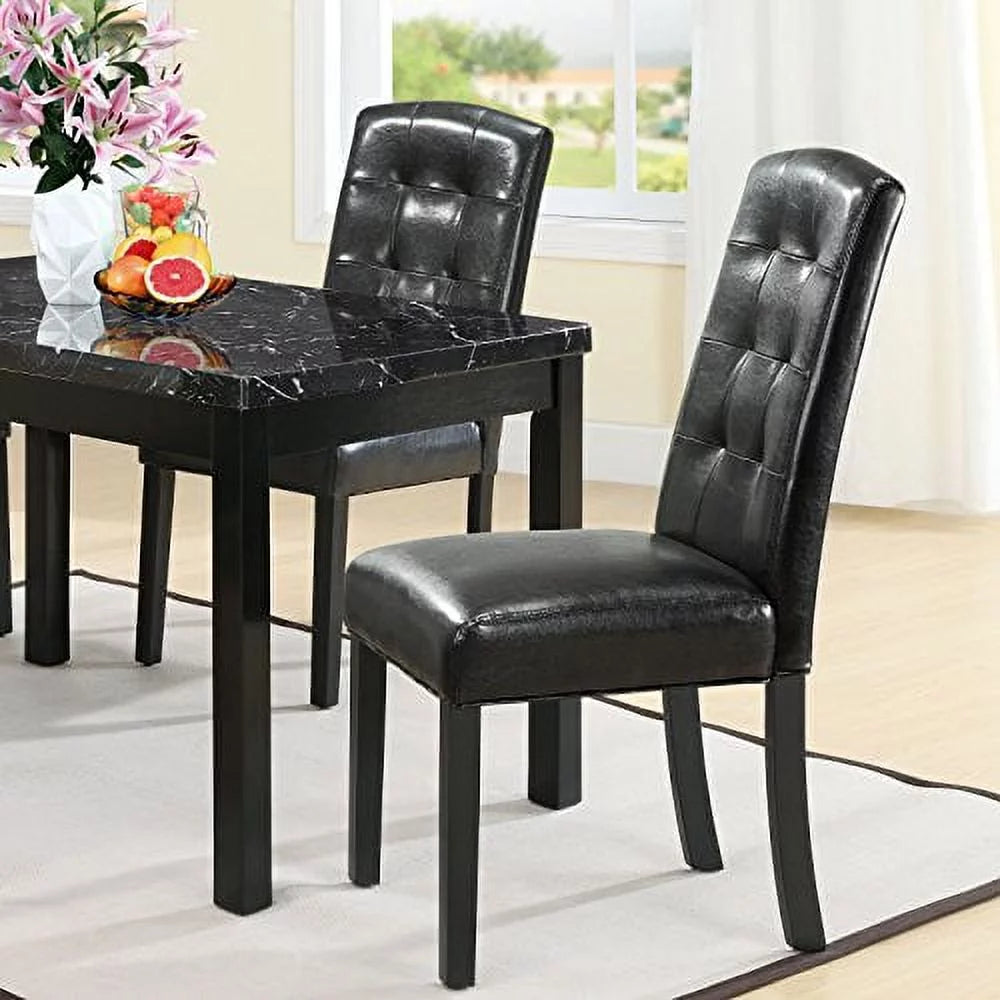 Black Tufted Faux Leather Dining Chairs Q499593