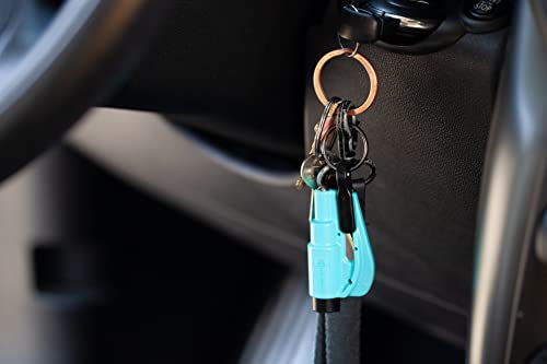 Emergency Keychain Car Escape Tool, 2-in-1 Seatbelt Cutter and Window Breaker, Black, Blue, Safety Yellow O967