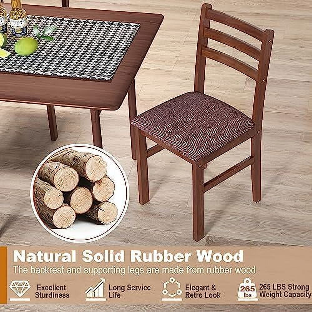 Walnut Set of 4 Wooden Dining Chairs with Padded Seat X438