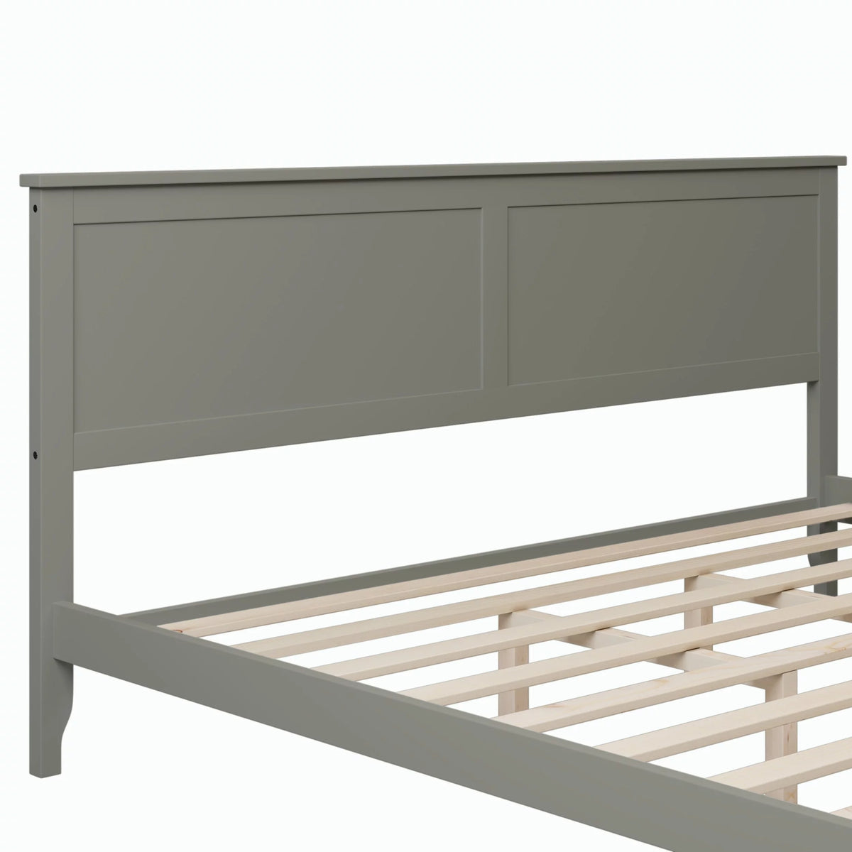 King Size Grey Solid Wood Platform Bed Frame with Headboard X130589