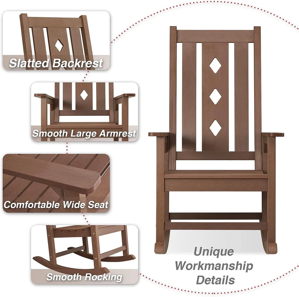 Oversized Weather Resistant Rocking Chair 350lbs Black X236
