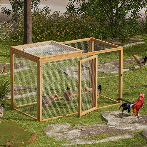 Wood Chicken Cage Rabbit Hutch with Openable Roof and Side Door, 45 x 24 x 28 inch A993