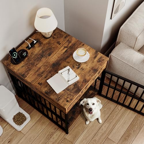 Wooden Dog Crate Furniture with Flip Top Drawer X348587