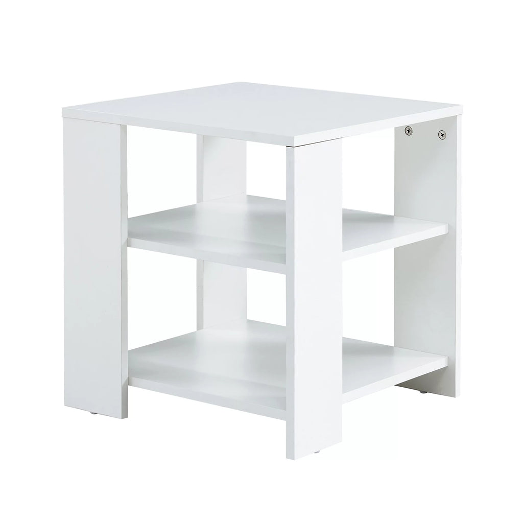 White 3 Tier Wood Square Nightstand S247