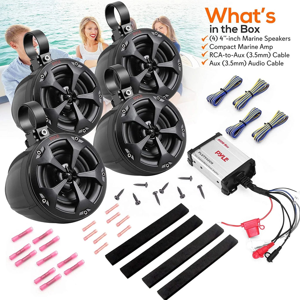 Waterproof 4 Channel Full Range Marine Speakers System R4134