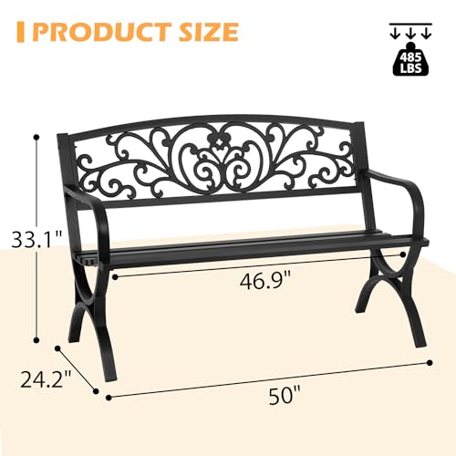 Black Metal Loveseat Bench U6805