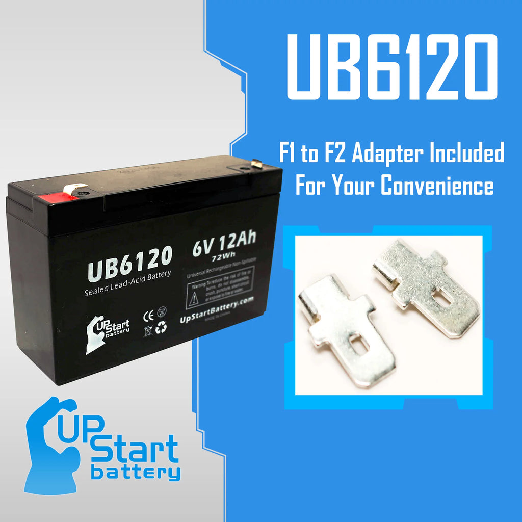 6V 12Ah Sealed Lead Acid Battery with F1 to F2 Terminal Adapters C86492