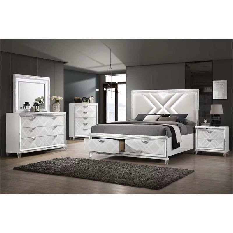 White Solid Wood 5-Drawer Chest W361734