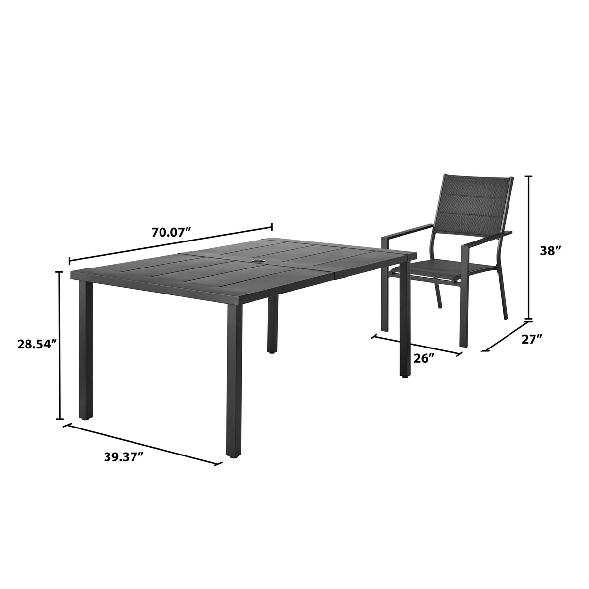 Black 7-Piece Outdoor Patio Dining Set M595