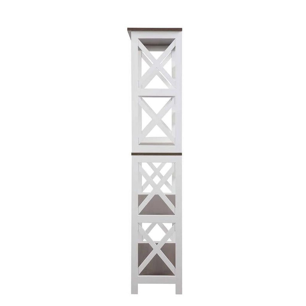 White 5 Tier Wood Bookcase Set of 2 C17327