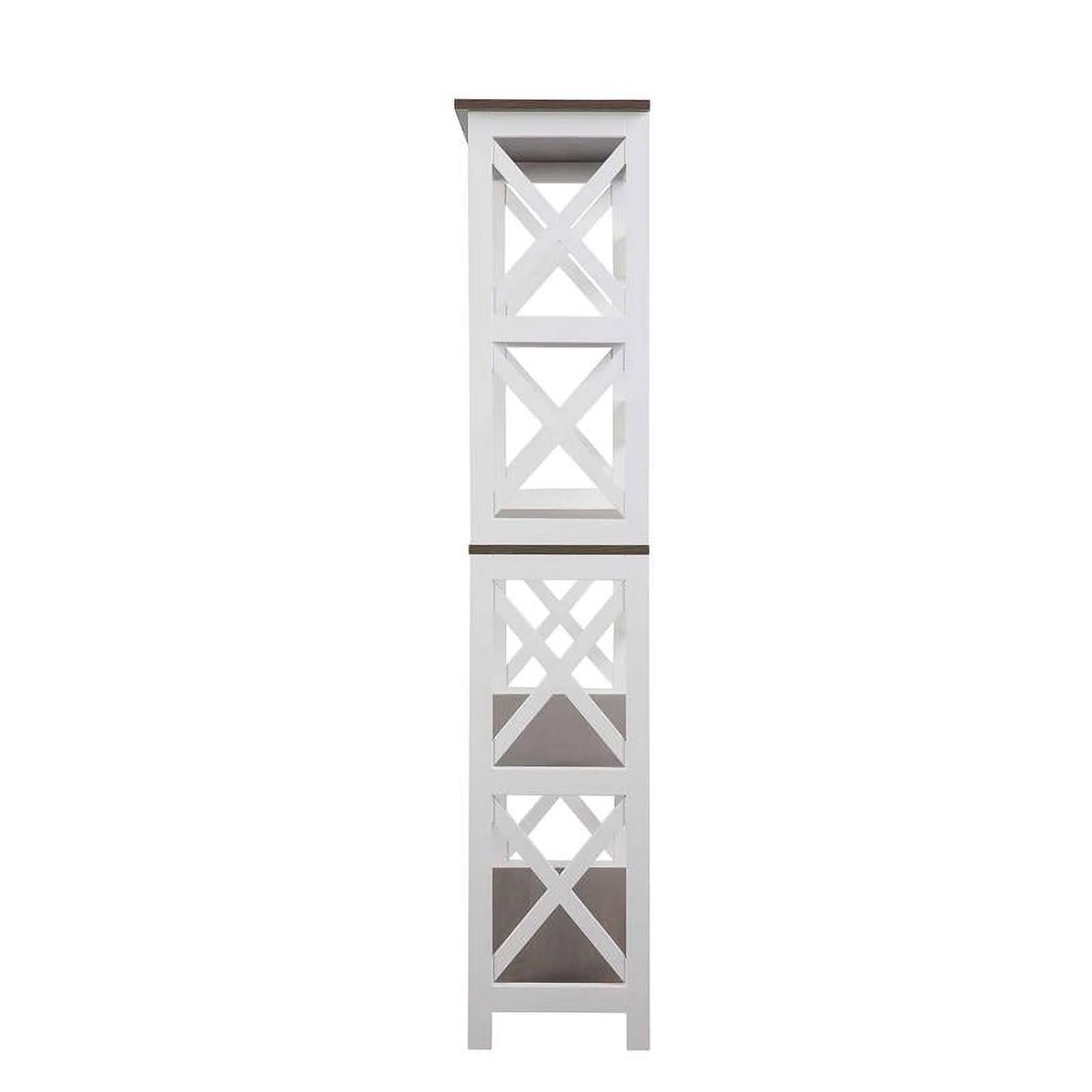 White 5 Tier Wood Bookcase Set of 2 C17327