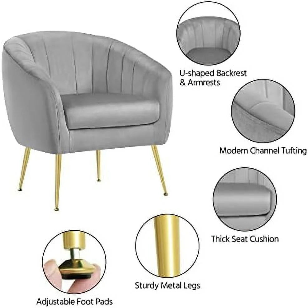 Sherpa Accent Chair with Gold Metal Legs N456