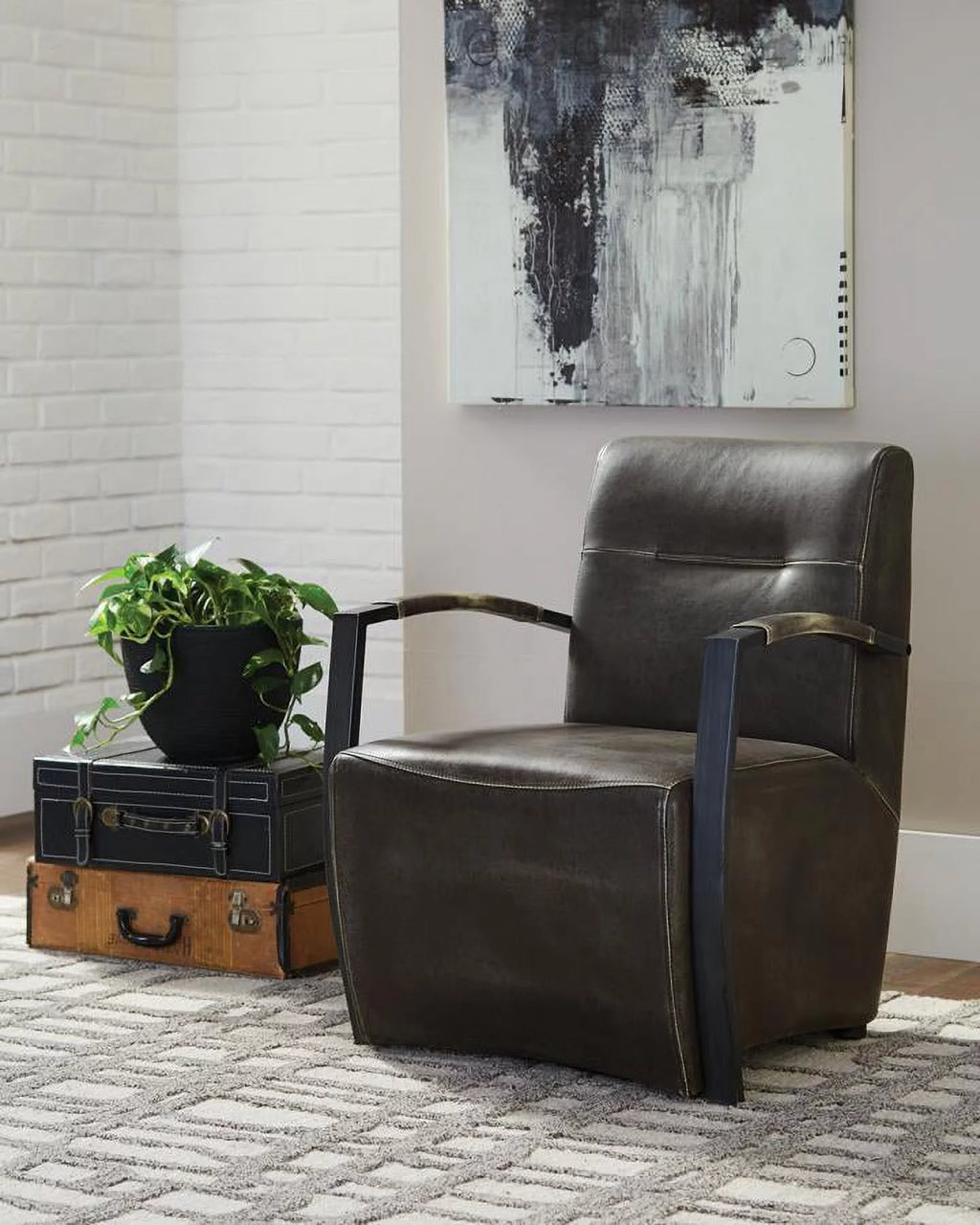 Brown and Grey Accent Chair J135
