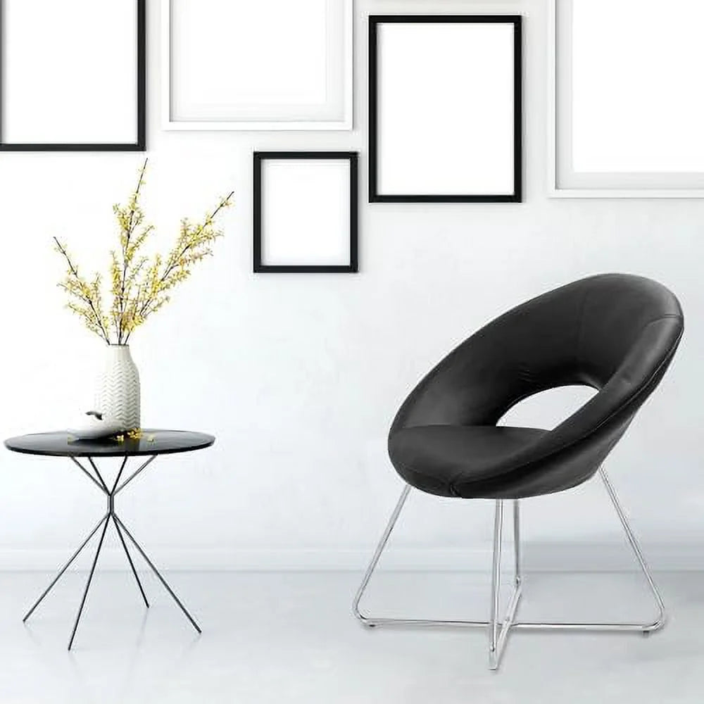 PU Leather Accent Chairs Set of 2 with Chrome Steel Legs M753908