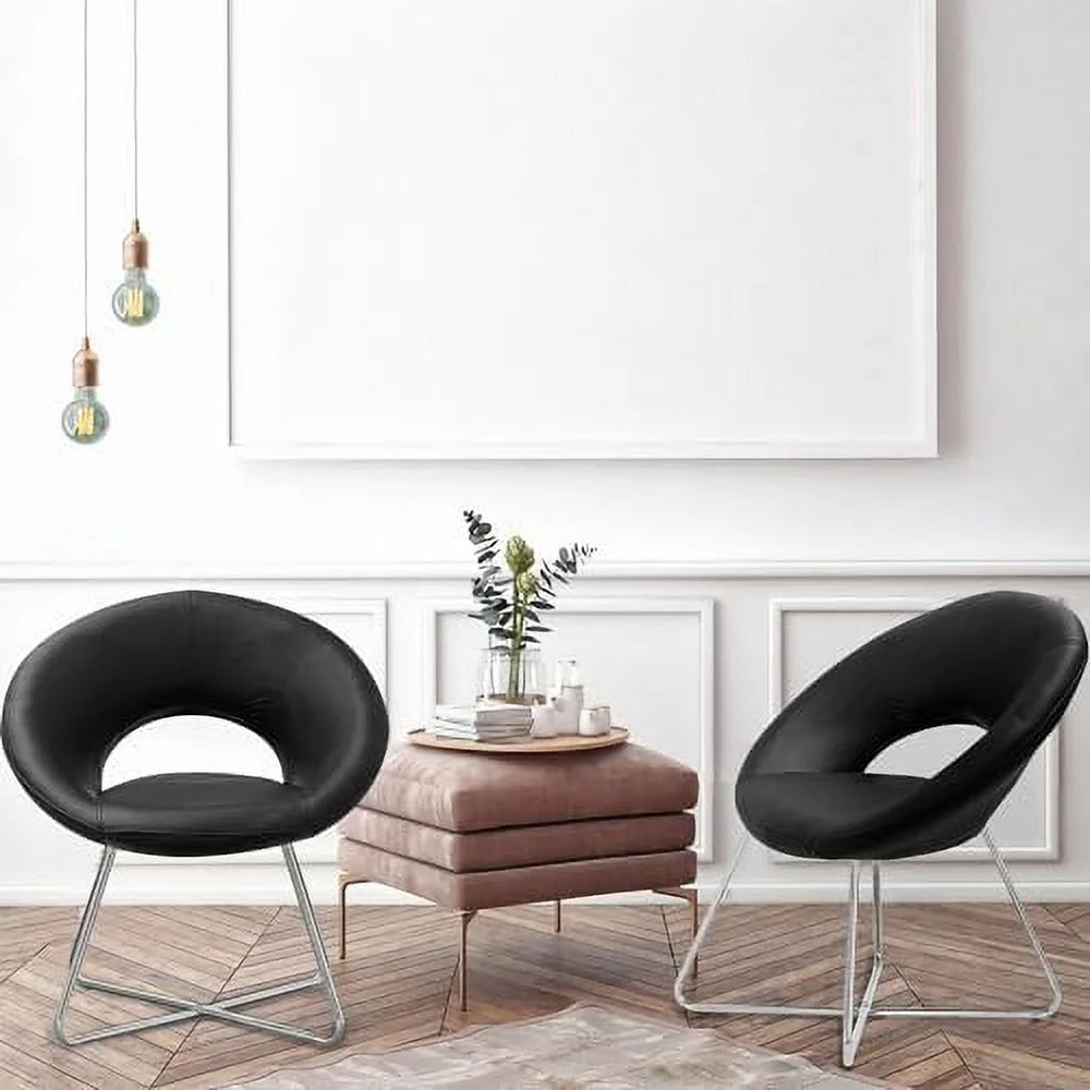 PU Leather Accent Chairs Set of 2 with Chrome Steel Legs M753908