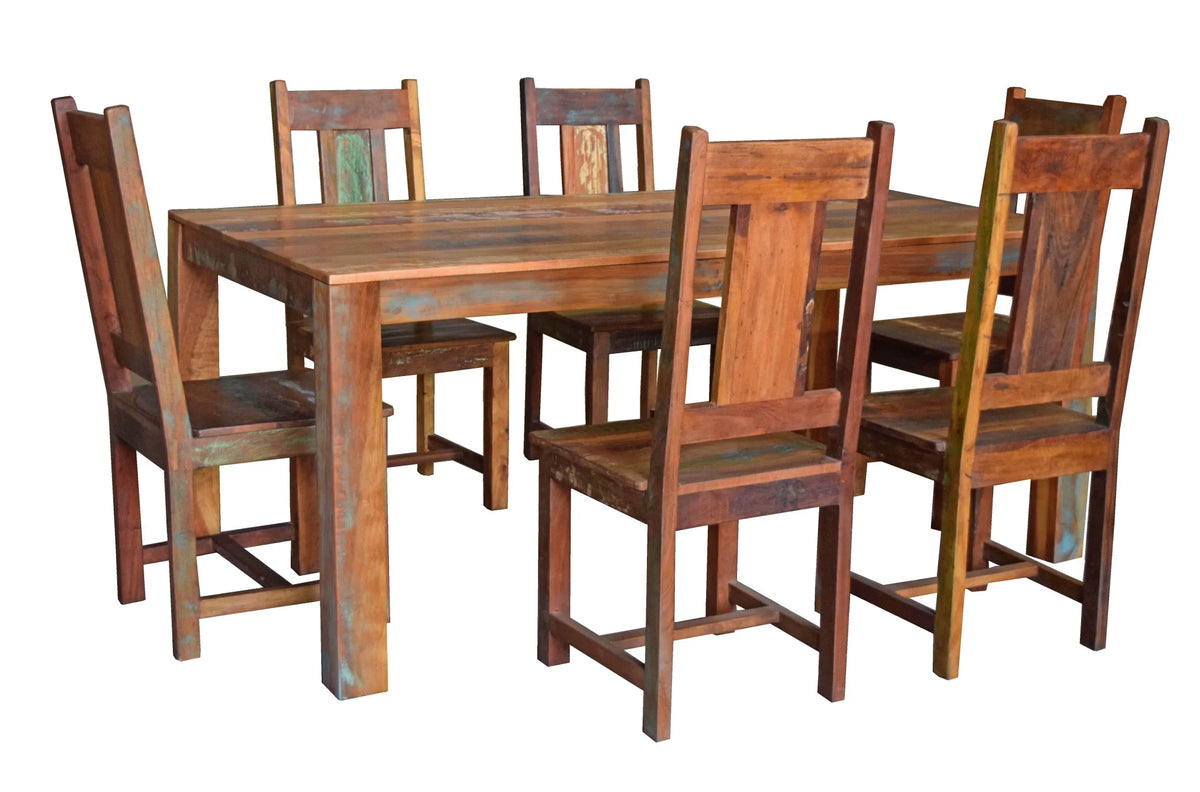 Brown Distressed Solid Wood Rectangular Dining Table T8080