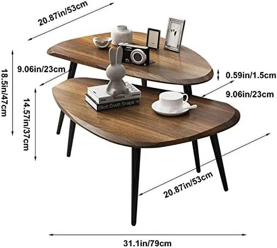 Scandinavian Wood Coffee Table Set of 2 D55322