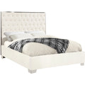 White Velvet Queen Bed Q8180