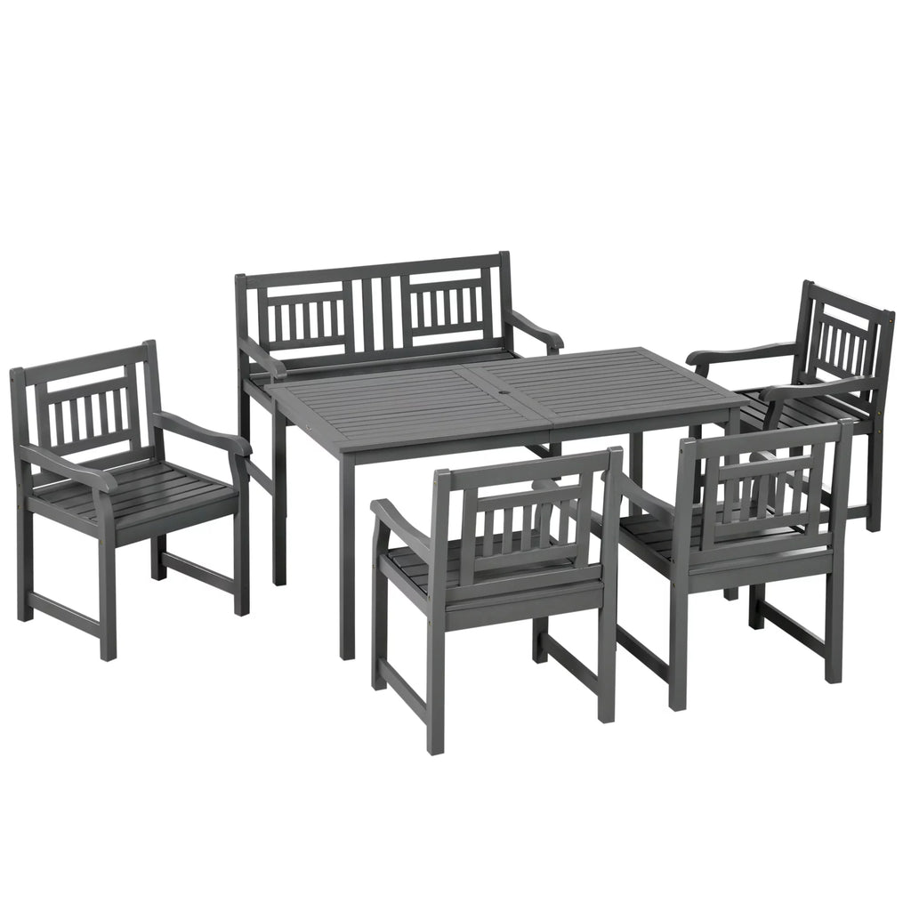 6pc Gray Wood Patio Table & Chairs A541679