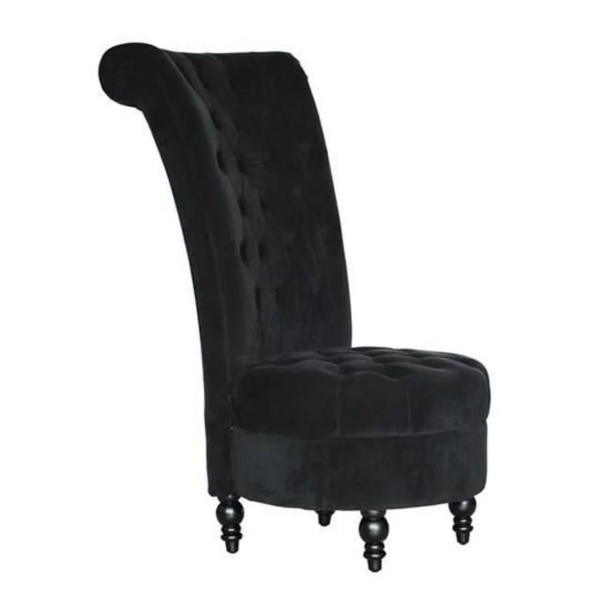 Black Tufted High Back Velvet Accent Chair P76402