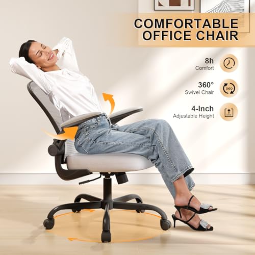 High Back Mesh Ergonomic Office Chair with Flip-up Armrests D717478