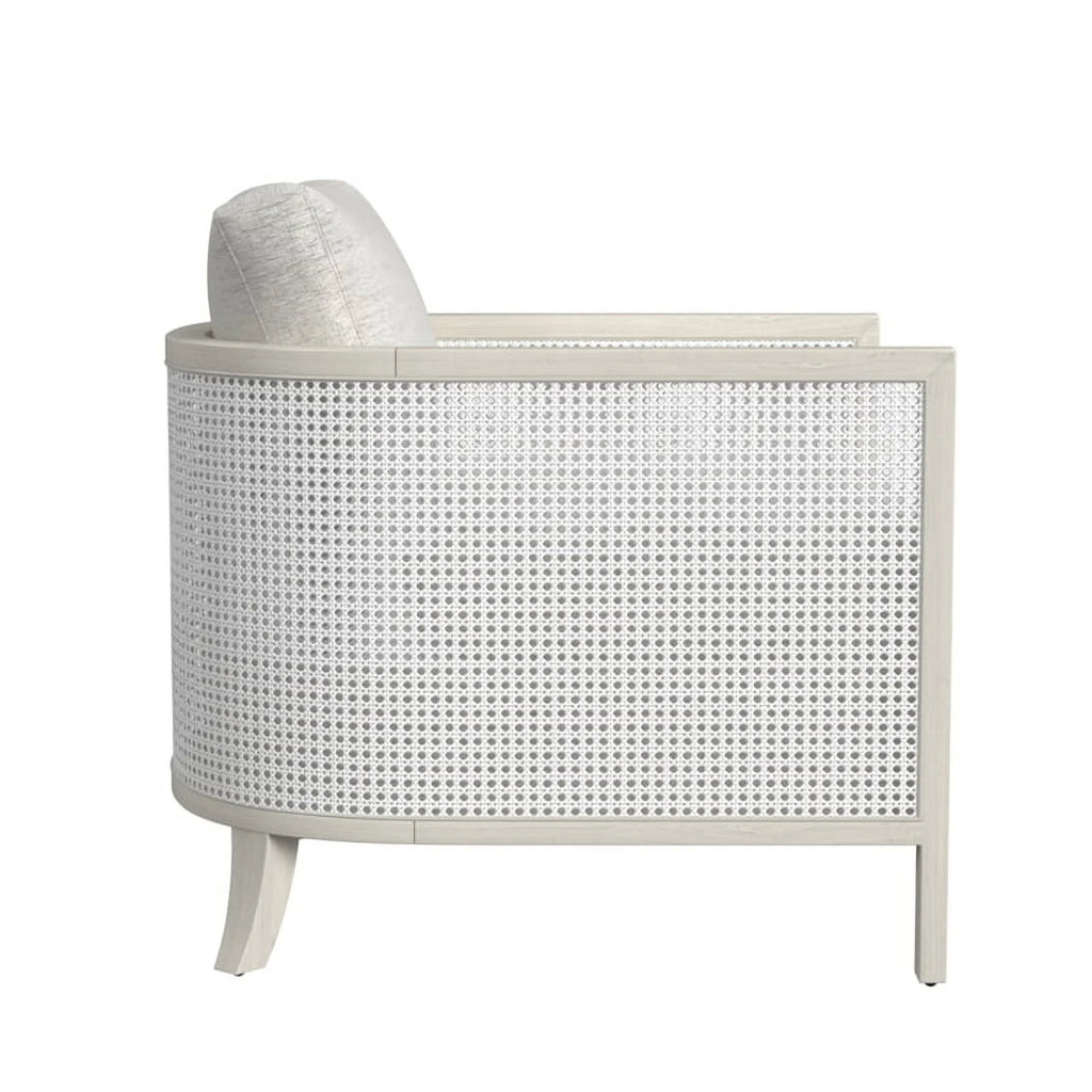 Hand Brushed White Wood and Fabric Accent Chair W290825