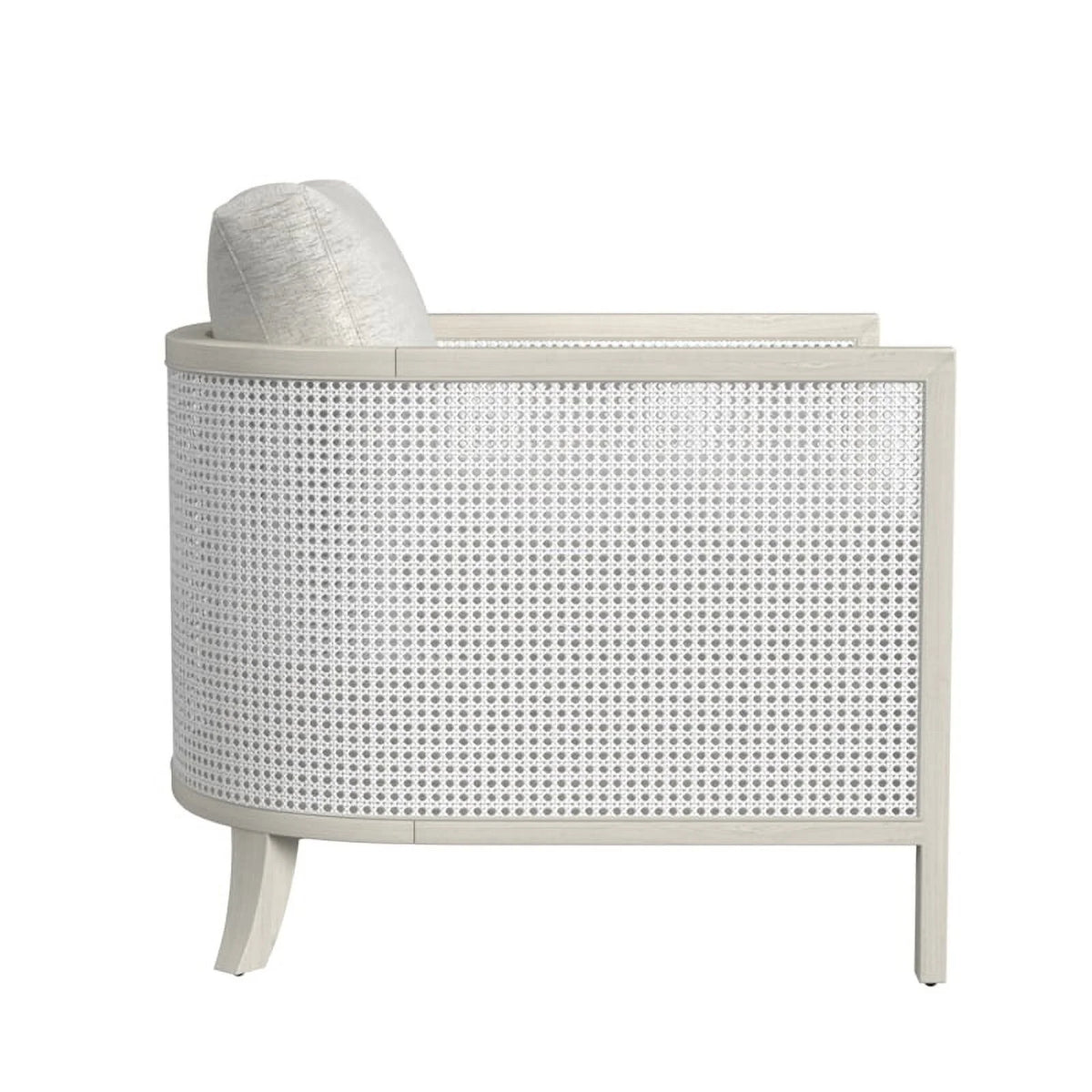 Hand Brushed White Wood and Fabric Accent Chair W290825