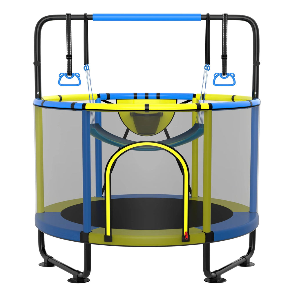 60'' Trampoline with Enclosure, Basketball Hoop and Swings A784