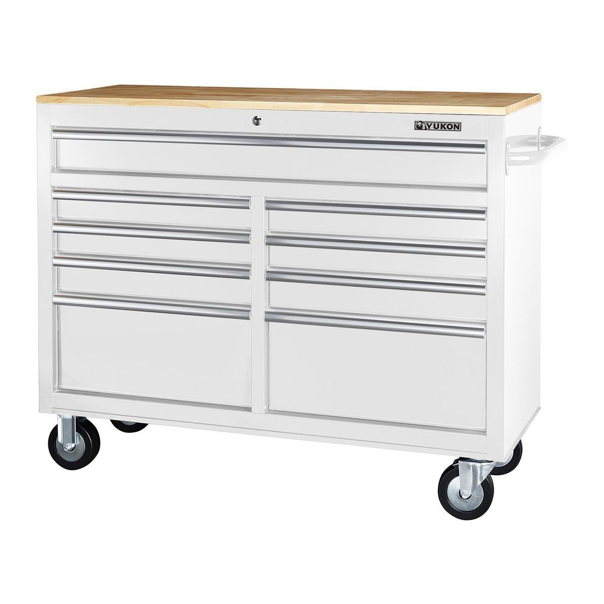 Black 9-Drawer Mobile Storage Cabinet with Solid Wood Top D2661