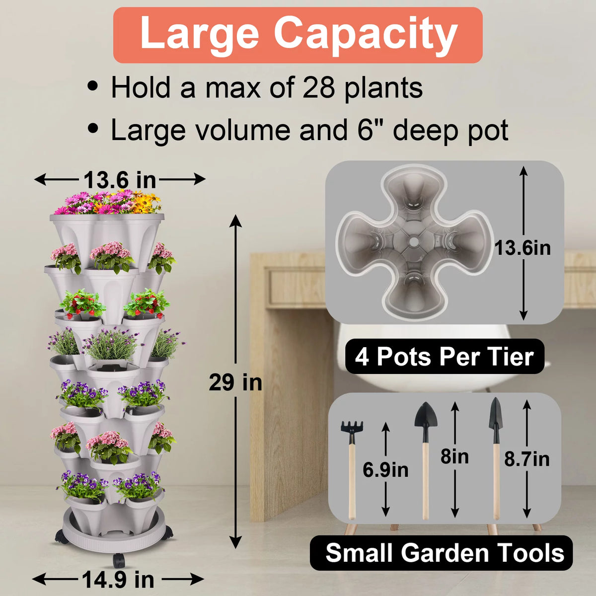 7 Tier Stackable Vertical Planter T964993