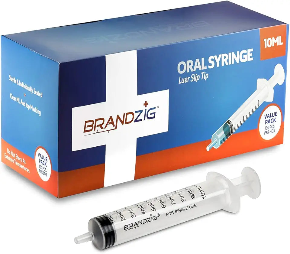10ml Oral Syringes 100 Pack Luer Slip Tip No Needle S129312