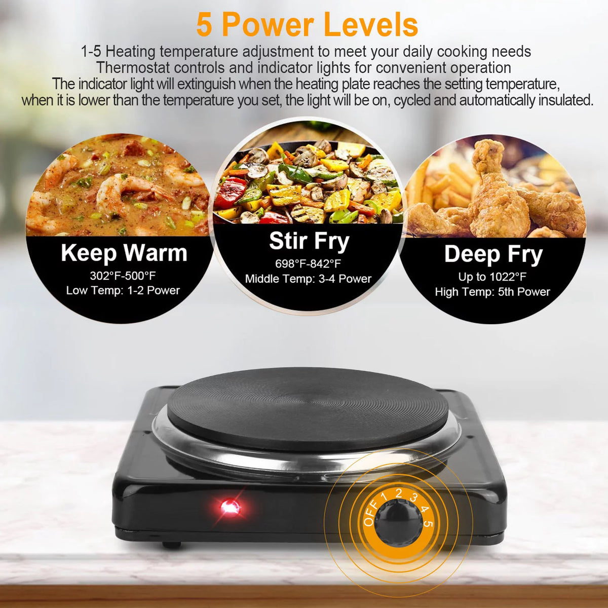 1500W Electric Single Burner Hot Plate K562
