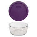 4-Cup Round Glass Food Storage Bowl with Purple Lid Z162