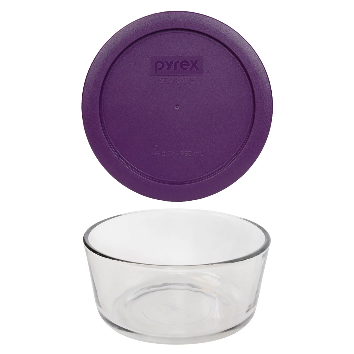 4-Cup Round Glass Food Storage Bowl with Purple Lid Z162